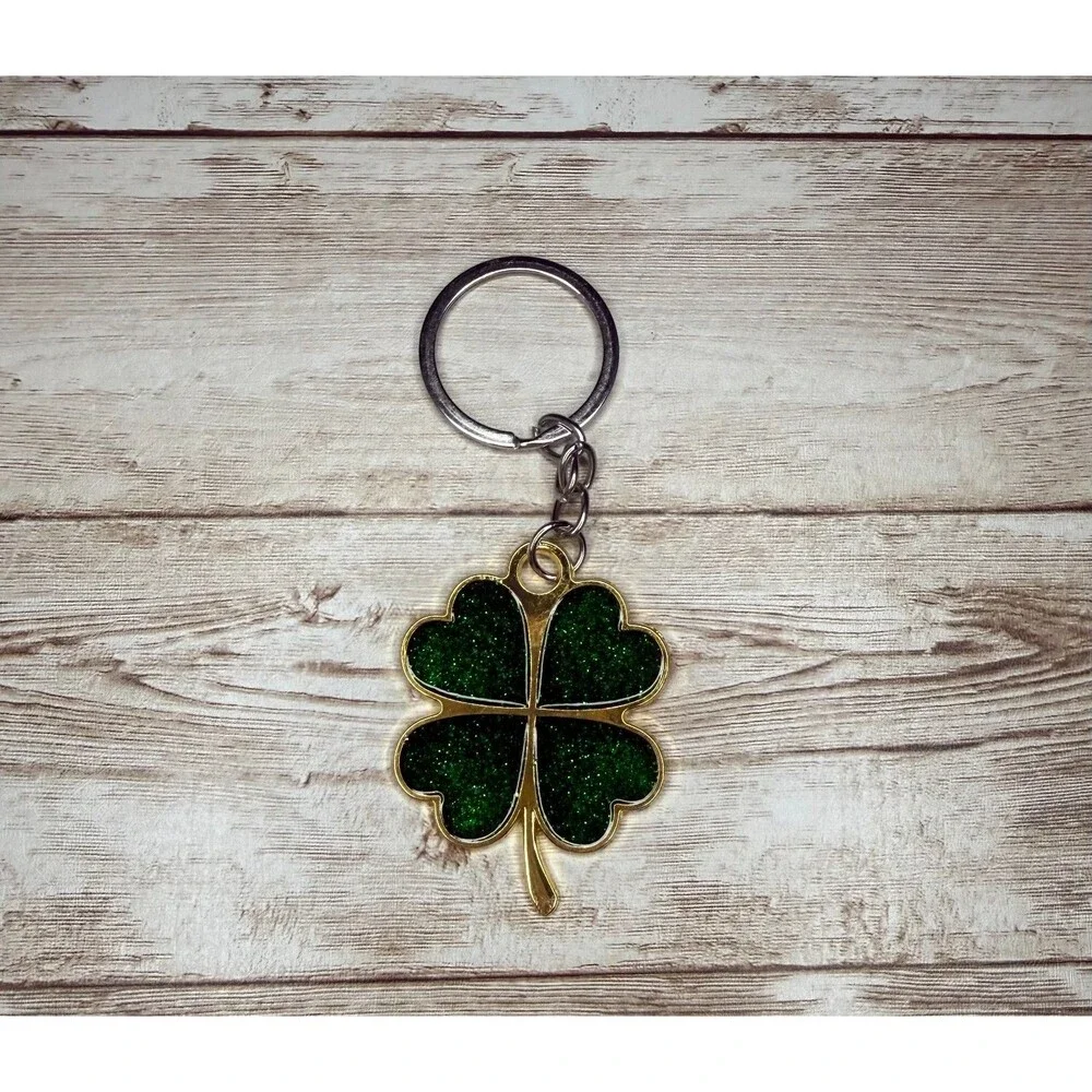 Enamel Four Leaf Clover Keychain Bag / Purse Charm Backpack Choose Color